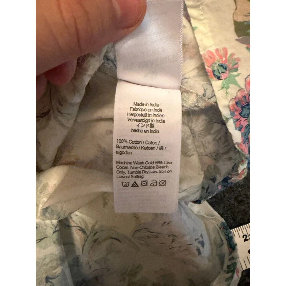 J.Crew Plus Size 24 Floral Cotton Button Front Smocked A-Line Sundress Cream